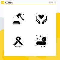 User Interface Pack of 4 Basic Solid Glyphs of business oncology law mom medical Editable Vector Design Elements