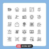 25 línea concepto para sitios web móvil y aplicaciones álbum compras en línea reporte analítica editable vector diseño elementos