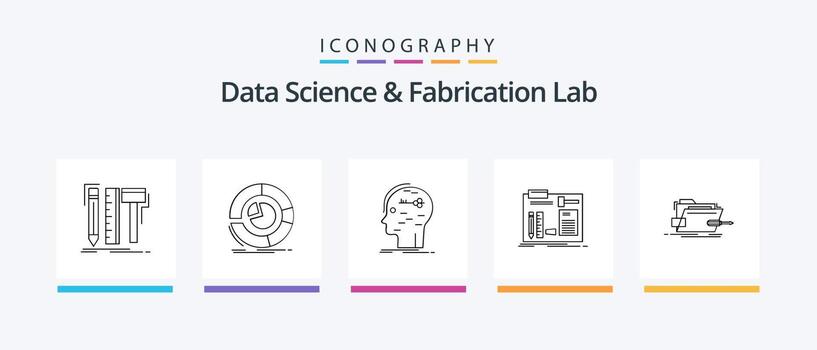 Data Science And Fabrication Lab Line 5 Icon Pack Including mobile. data. knowledge. testing. study. Creative Icons Design vector