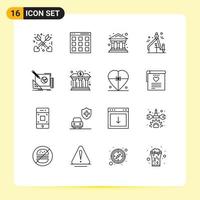 Group of 16 Outlines Signs and Symbols for design process creative bank design graphic Editable Vector Design Elements