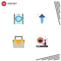 4 Universal Flat Icon Signs Symbols of business box digital up material Editable Vector Design Elements