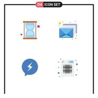 Group of 4 Flat Icons Signs and Symbols for efficiency chating email envelop audit Editable Vector Design Elements