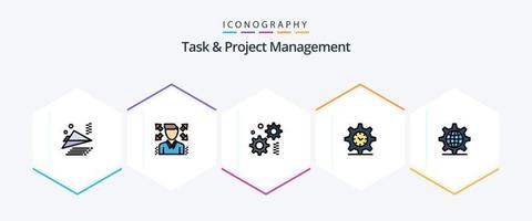 Task And Project Management 25 FilledLine icon pack including . server. gear. internet. watch vector