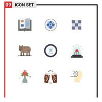 Group of 9 Flat Colors Signs and Symbols for app polar connect bear sets Editable Vector Design Elements