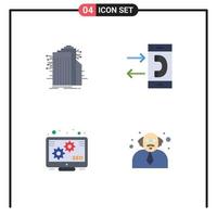 4 Thematic Vector Flat Icons and Editable Symbols of building outgoing connected communication promotion Editable Vector Design Elements