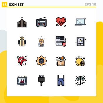 Stock Vector Icon Pack of 16 Line Signs and Symbols for man broken sync user link communication Editable Creative Vector Design Elements