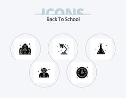 Back To School Glyph Icon Pack 5 Icon Design. lab. school. school. light. lamp vector