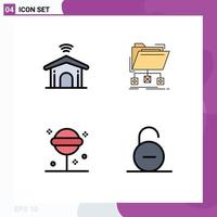 Universal Icon Symbols Group of 4 Modern Filledline Flat Colors of electronic confect technology files lollipop Editable Vector Design Elements