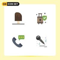 Set of 4 Commercial Flat Icons pack for cold call food luggage contact Editable Vector Design Elements