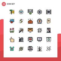 Modern Set of 25 Filled line Flat Colors and symbols such as media party mail holiday event Editable Vector Design Elements