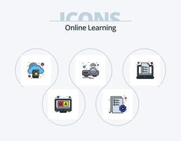 Online Learning Line Filled Icon Pack 5 Icon Design. documents. newsletter. book. mail. globe vector