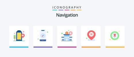 Navigation Flat 5 Icon Pack Including route. location. police. location map. map. Creative Icons Design vector