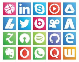 20 social medios de comunicación icono paquete incluso github abierto fuente anuncios zootool videista vector