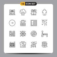 Outline Pack of 16 Universal Symbols of next multimedia christmas forward user Editable Vector Design Elements