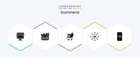 Ecommerce 25 Glyph icon pack including ecommerce. shopping. add. eshop. shopping vector