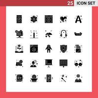 25 User Interface Solid Glyph Pack of modern Signs and Symbols of a heart awareness ui heart breast Editable Vector Design Elements