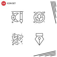 User Interface Pack of 4 Basic Filledline Flat Colors of art food painting brush flower snack Editable Vector Design Elements