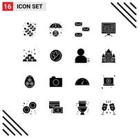 Stock Vector Icon Pack of 16 Line Signs and Symbols for gold education contact study computer Editable Vector Design Elements