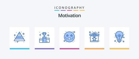 Motivation Blue 5 Icon Pack Including big idea. star. adoration. reward. gift. Creative Icons Design vector