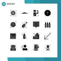 16 Thematic Vector Solid Glyphs and Editable Symbols of web communication men browser killer Editable Vector Design Elements