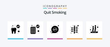 dejar de fumar glifo 5 5 icono paquete incluso cigarrillo. abandonar. saludable. estilo de vida. acupuntura. creativo íconos diseño vector