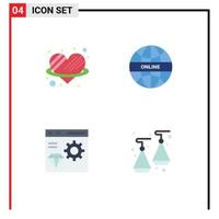 User Interface Pack of 4 Basic Flat Icons of angle brower romance online develop Editable Vector Design Elements