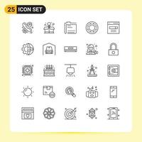 Pictogram Set of 25 Simple Lines of engine food archive doughnut file Editable Vector Design Elements