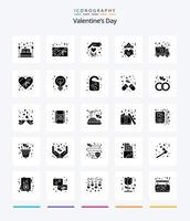 Creative Valentines Day 25 Glyph Solid Black icon pack  Such As transport. delivery. gift. romance. heart vector