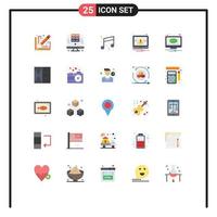 Universal Icon Symbols Group of 25 Modern Flat Colors of chat notification birthday laptop party Editable Vector Design Elements