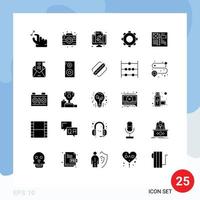 Group of 25 Solid Glyphs Signs and Symbols for blog mobile banking interface application Editable Vector Design Elements