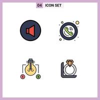 4 Creative Icons Modern Signs and Symbols of sound idea frame signs dollar Editable Vector Design Elements