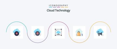 nube tecnología plano 5 5 icono paquete incluso bolsa. compras. más. nube. seguro vector