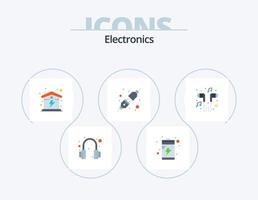 electrónica plano icono paquete 5 5 icono diseño. canción. música. casa. auriculares. enchufe vector