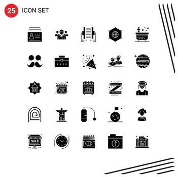 Modern Set of 25 Solid Glyphs and symbols such as network digital executive data computer Editable Vector Design Elements