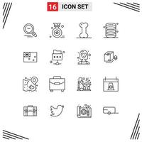 Set of 16 Modern UI Icons Symbols Signs for country aussie human storage database Editable Vector Design Elements