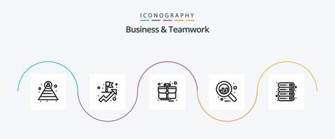 negocio y trabajo en equipo línea 5 5 icono paquete incluso . servidor. cosa. oficina. datos vector