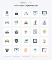 Creative Data Science And Cyber Security 25 Flat icon pack  Such As privacy. monitor. padlock. surveillance. cctv vector