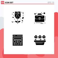 Pictogram Set of 4 Simple Solid Glyphs of gift webpage business suitcase growth Editable Vector Design Elements