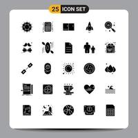 Universal Icon Symbols Group of 25 Modern Solid Glyphs of travel speedup accounts spaceship home appliances Editable Vector Design Elements