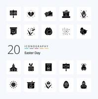 20 Easter Solid Glyph icon Pack like bug easter holiday egg easter vector