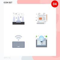 User Interface Pack of 4 Basic Flat Icons of factory keyboard smoke document study Editable Vector Design Elements