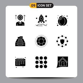 grupo de 9 9 sólido glifos señales y símbolos para bandeja de entrada datos paquete cuentas archivos editable vector diseño elementos