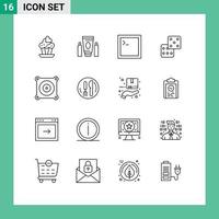 Modern Set of 16 Outlines and symbols such as service fan console engine gambling Editable Vector Design Elements