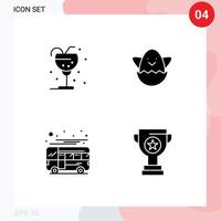 Pictogram Set of 4 Simple Solid Glyphs of beverage bus ice egg local Editable Vector Design Elements