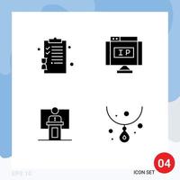 4 User Interface Solid Glyph Pack of modern Signs and Symbols of back to school business pages location event Editable Vector Design Elements