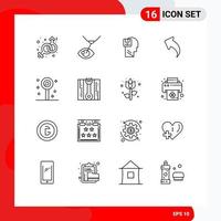 Set of 16 Commercial Outlines pack for confect up memory left male Editable Vector Design Elements