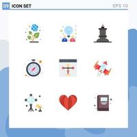 Set of 9 Commercial Flat Colors pack for flowchart develop figure coding timer Editable Vector Design Elements