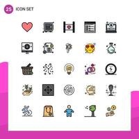 Universal Icon Symbols Group of 25 Modern Filled line Flat Colors of text web film page wedding Editable Vector Design Elements