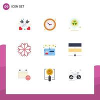 Modern Set of 9 Flat Colors Pictograph of license card flower weather nature Editable Vector Design Elements