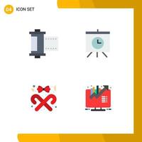 Group of 4 Flat Icons Signs and Symbols for camera candy roll time stick Editable Vector Design Elements